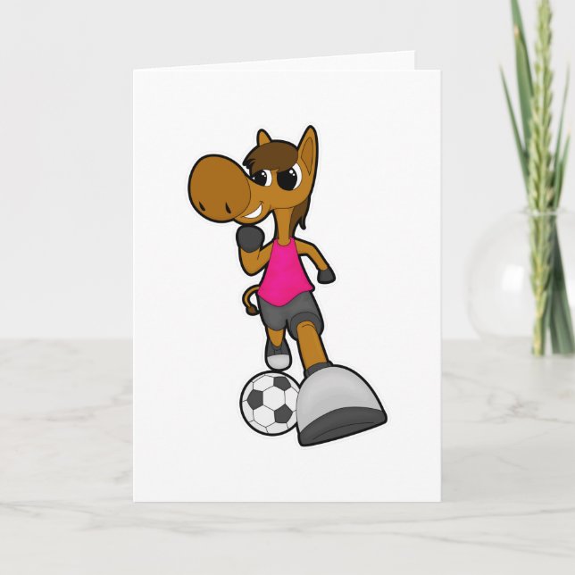 Horse as Soccer player with Soccer ball Card (Front)