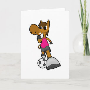 Horse as Soccer player with Soccer ball Card