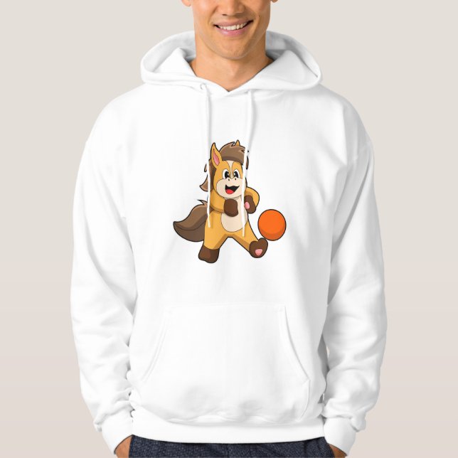 Horse as Soccer player with Soccer ball Hoodie (Front)