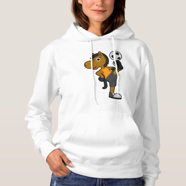 Horse as Soccer player with Soccer ball Hoodie (Front)