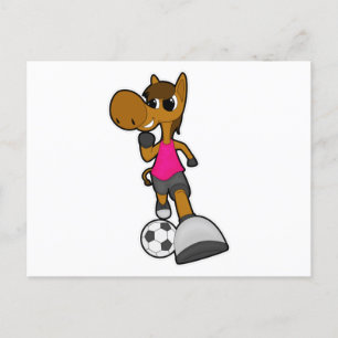 Horse as Soccer player with Soccer ball Postcard