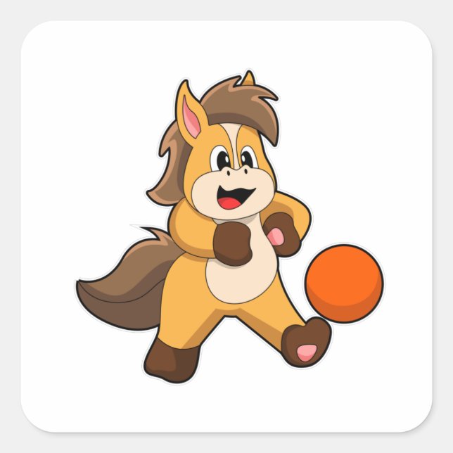 Horse as Soccer player with Soccer ball Square Sticker (Front)