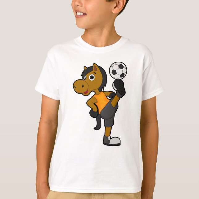 Horse as Soccer player with Soccer ball T-Shirt (Front)