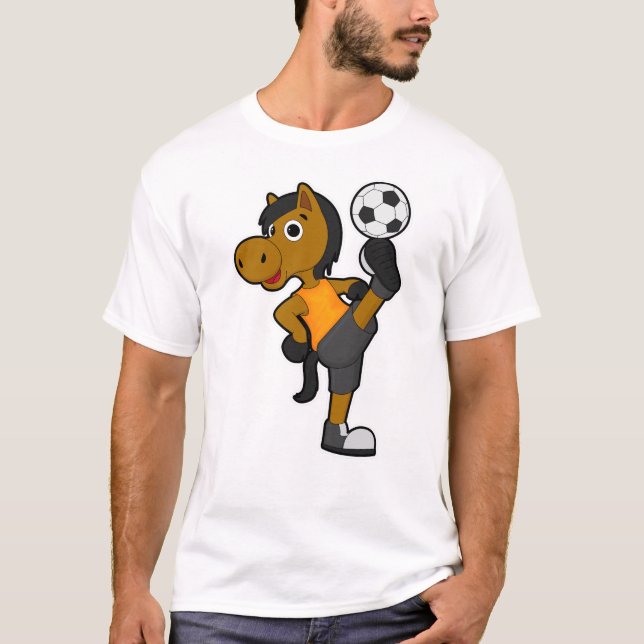 Horse as Soccer player with Soccer ball T-Shirt (Front)