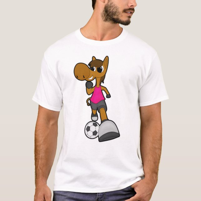 Horse as Soccer player with Soccer ball T-Shirt (Front)