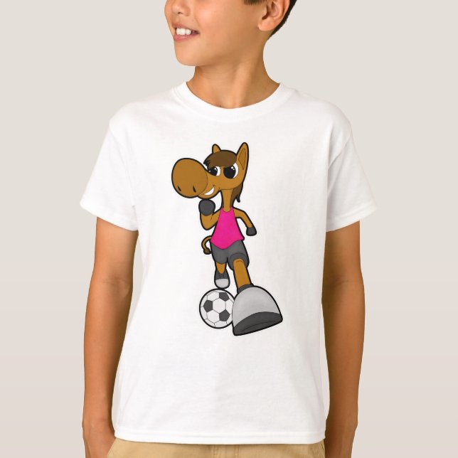 Horse as Soccer player with Soccer ball T-Shirt (Front)