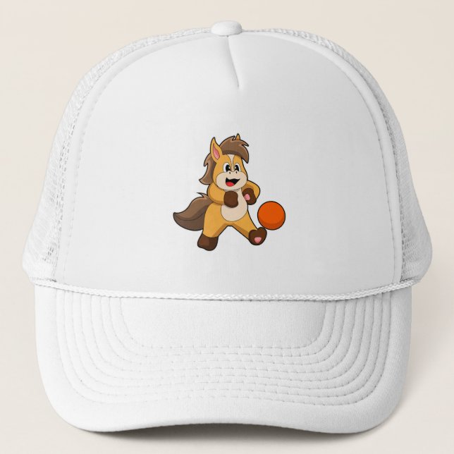 Horse as Soccer player with Soccer ball Trucker Hat (Front)