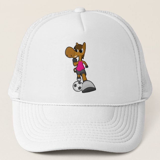 Horse as Soccer player with Soccer ball Trucker Hat (Front)