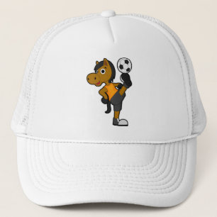 Horse as Soccer player with Soccer ball Trucker Hat
