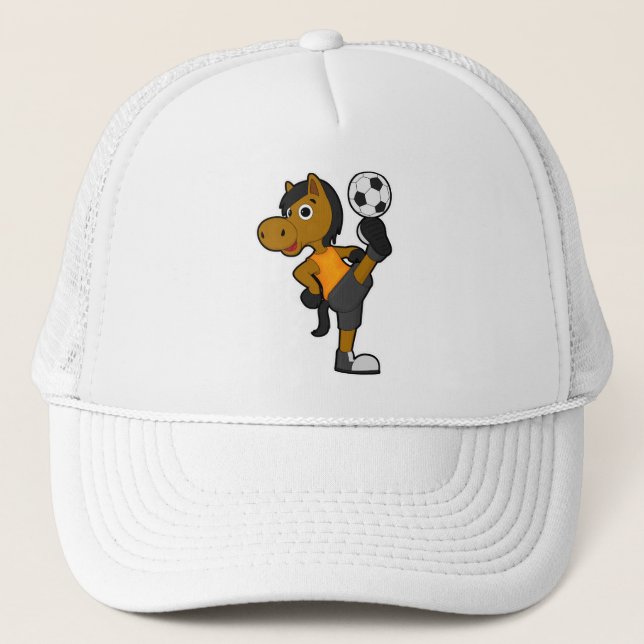 Horse as Soccer player with Soccer ball Trucker Hat (Front)