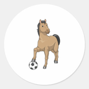 Horse as Soccer player with Soccer Classic Round Sticker