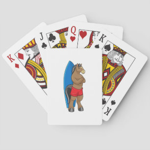 Horse as Surfer with Surfboard Playing Cards