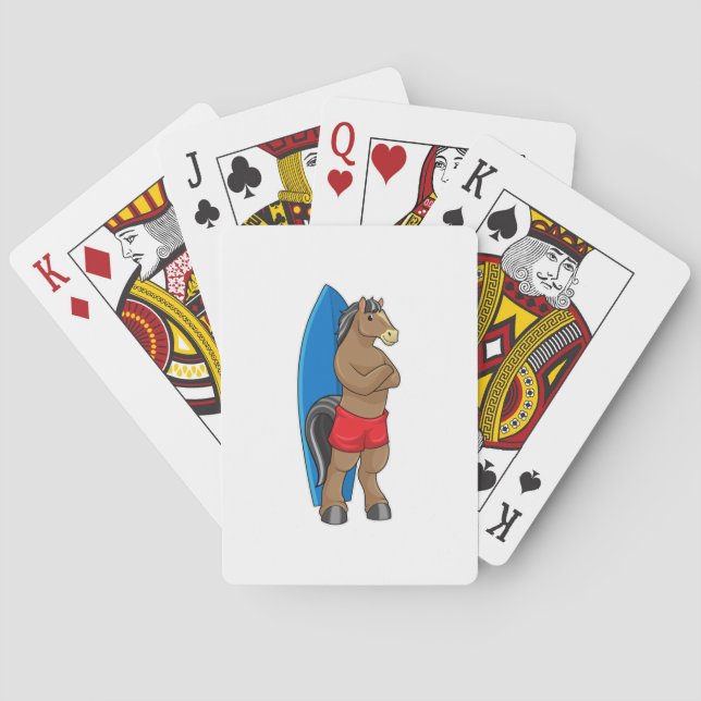 Horse as Surfer with Surfboard Playing Cards (Back)
