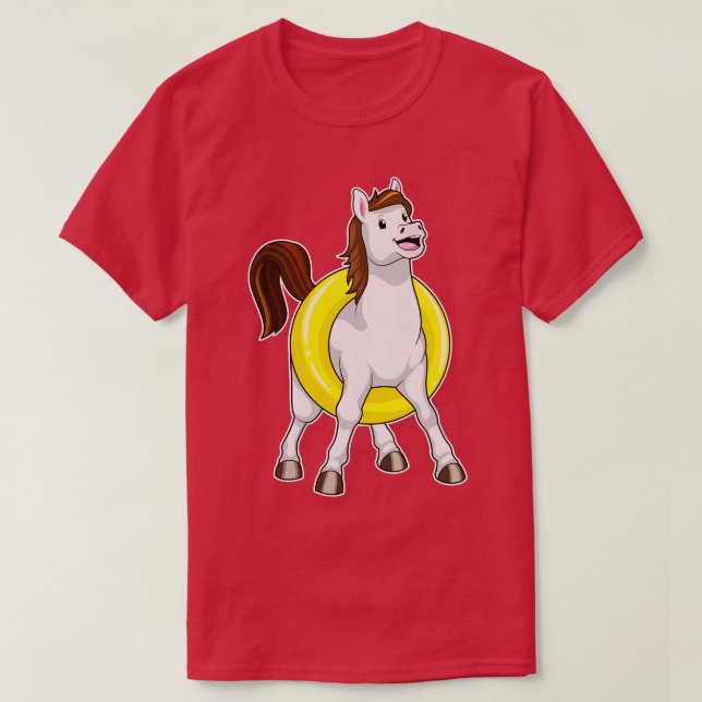 Horse as Swimmer with Lifebouy T-Shirt (Design Front)