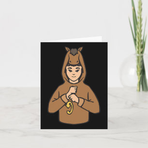 Horse Asl Hand Gesture Deaf Hearing Loss Awareness Card