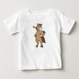 Horse at Baseball with Baseball bat Baby T-Shirt