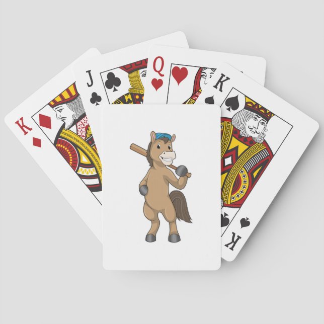Horse at Baseball with Baseball bat Playing Cards (Back)