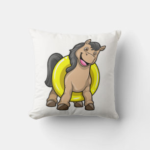 Horse at Beach with Swim ring Cushion