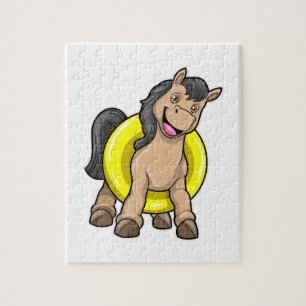 Horse at Beach with Swim ring Jigsaw Puzzle