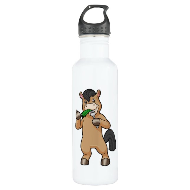 Horse at Eating Vegan 710 Ml Water Bottle (Front)