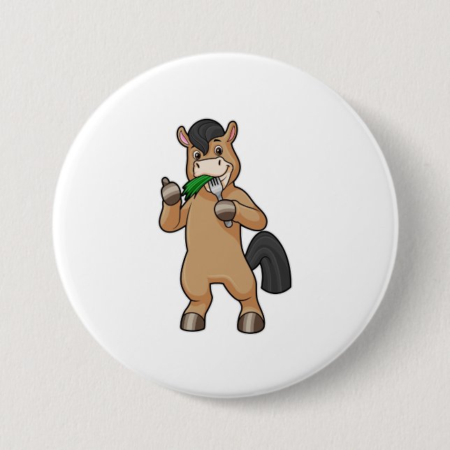 Horse at Eating Vegan 7.5 Cm Round Badge (Front)