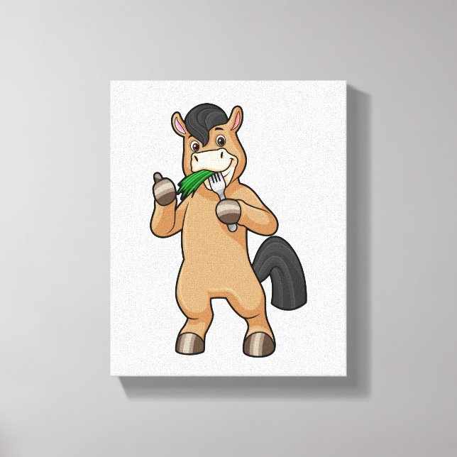 Horse at Eating Vegan Canvas Print (Front)
