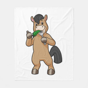 Horse at Eating Vegan Fleece Blanket