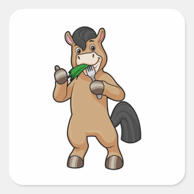 Horse at Eating Vegan Square Sticker (Front)