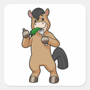 Horse at Eating Vegan Square Sticker
