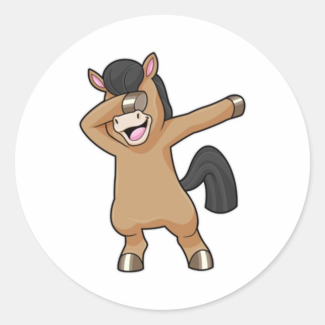 Horse at Hip Hop Dance Dab Classic Round Sticker (Front)