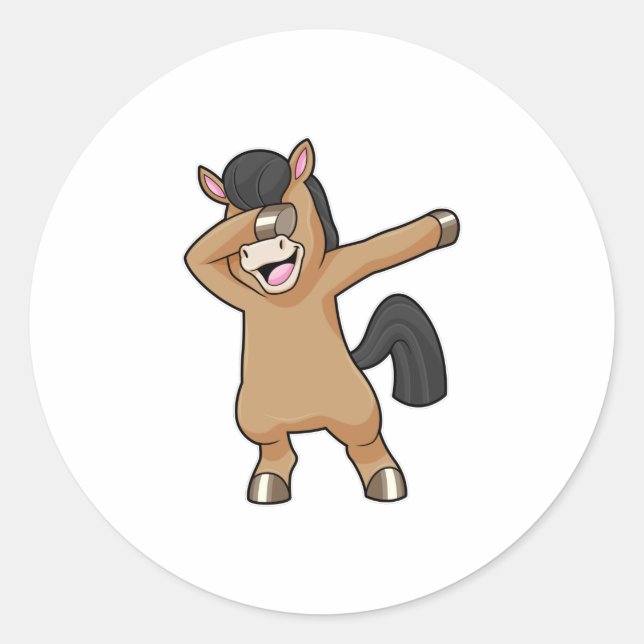 Horse at Hip Hop Dance Dab Classic Round Sticker (Front)
