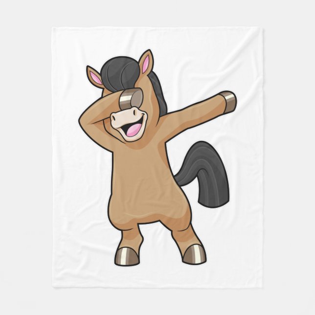 Horse at Hip Hop Dance Dab Fleece Blanket (Front)
