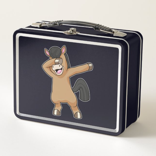 Horse at Hip Hop Dance Dab Metal Lunch Box (Front)