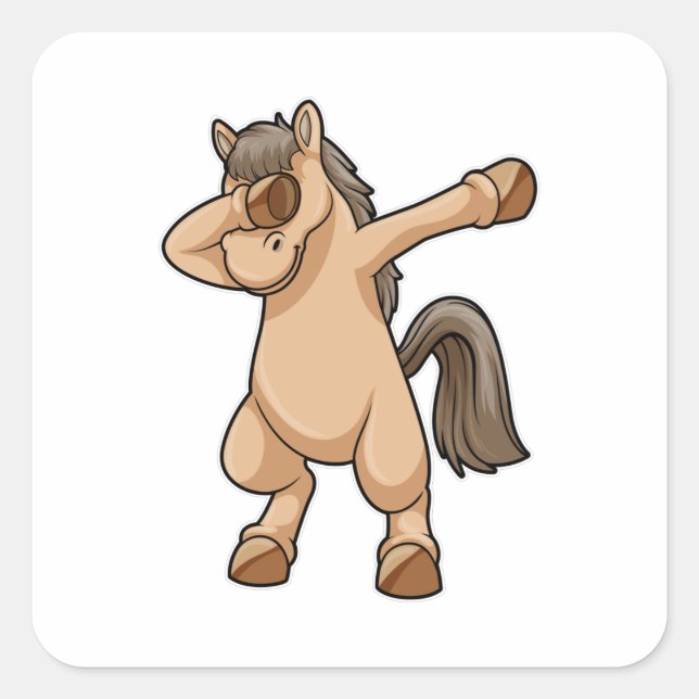 Horse at Hip Hop Dance Dab Square Sticker (Front)