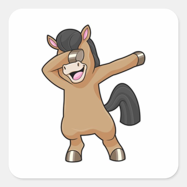 Horse at Hip Hop Dance Dab Square Sticker (Front)