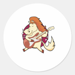 Horse at Music with Guitar Classic Round Sticker