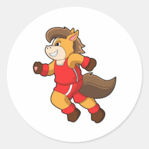 Horse at Running Classic Round Sticker