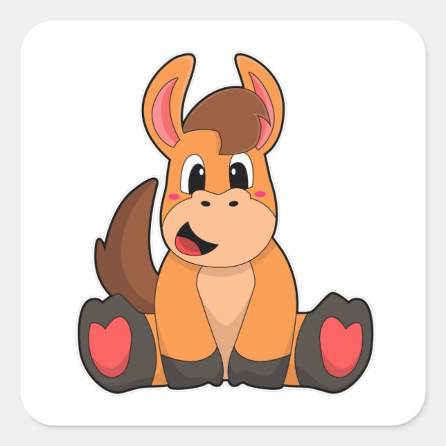Horse at Sitting Square Sticker (Front)