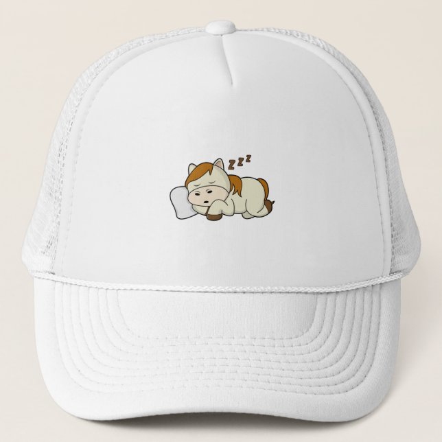 Horse at Sleeping with Pillow Trucker Hat (Front)