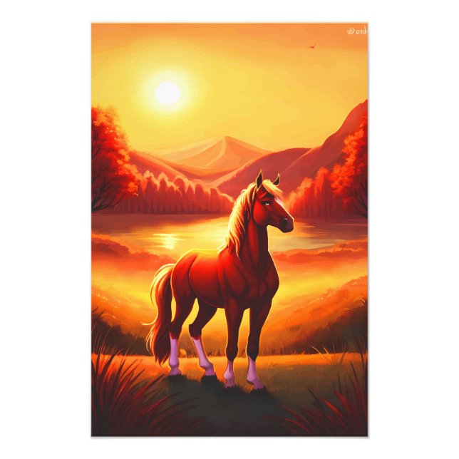 Horse at sunset photo print (Front)