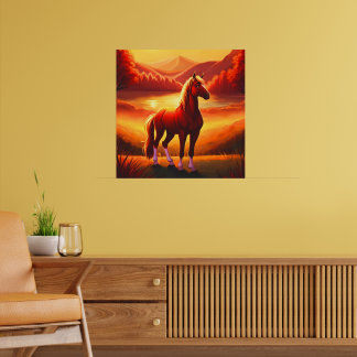 Horse at sunset poster