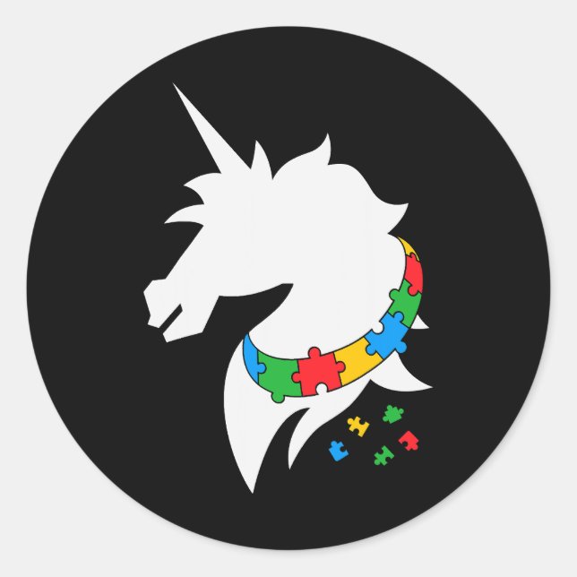 Horse Autism Awareness Horse Colour Puzzle Kindnes Classic Round Sticker (Front)