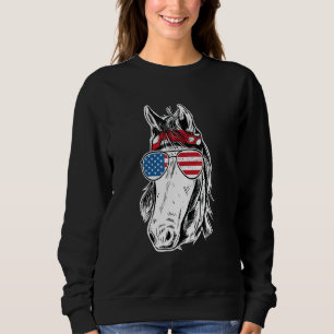 Horse Aviator Sunglasses Animal American Flag Sweatshirt