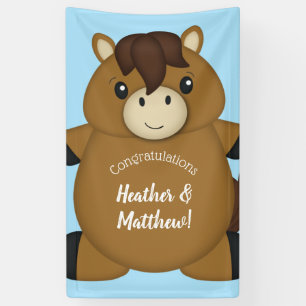 Horse Baby Shower Blue Boy Banner