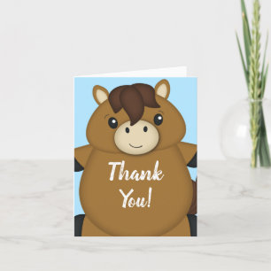 Horse Baby Shower Blue Thank You Card