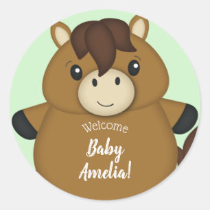 Horse Baby Shower Classic Round Sticker