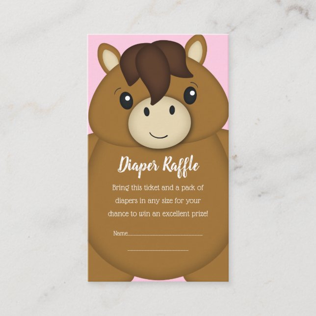 Horse Baby Shower Diaper Raffle Enclosure Card (Front)