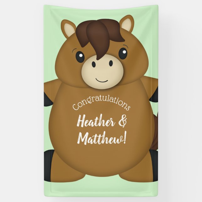 Horse Baby Shower Green Banner (Vertical)