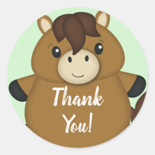 Horse Baby Shower Green Classic Round Sticker