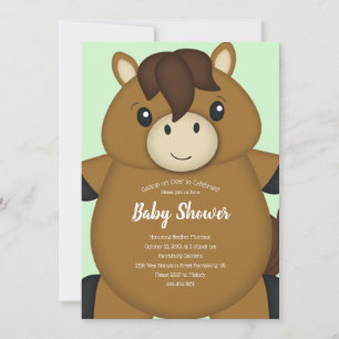 Horse Baby Shower Green Invitation